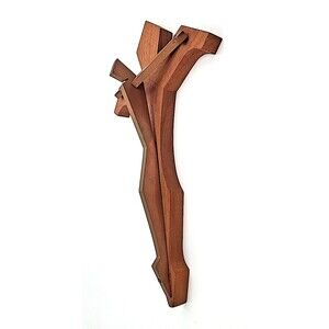 Modern 10" MCM Large Handmade Cut Wood Crucifix Metal Christ Form Easter